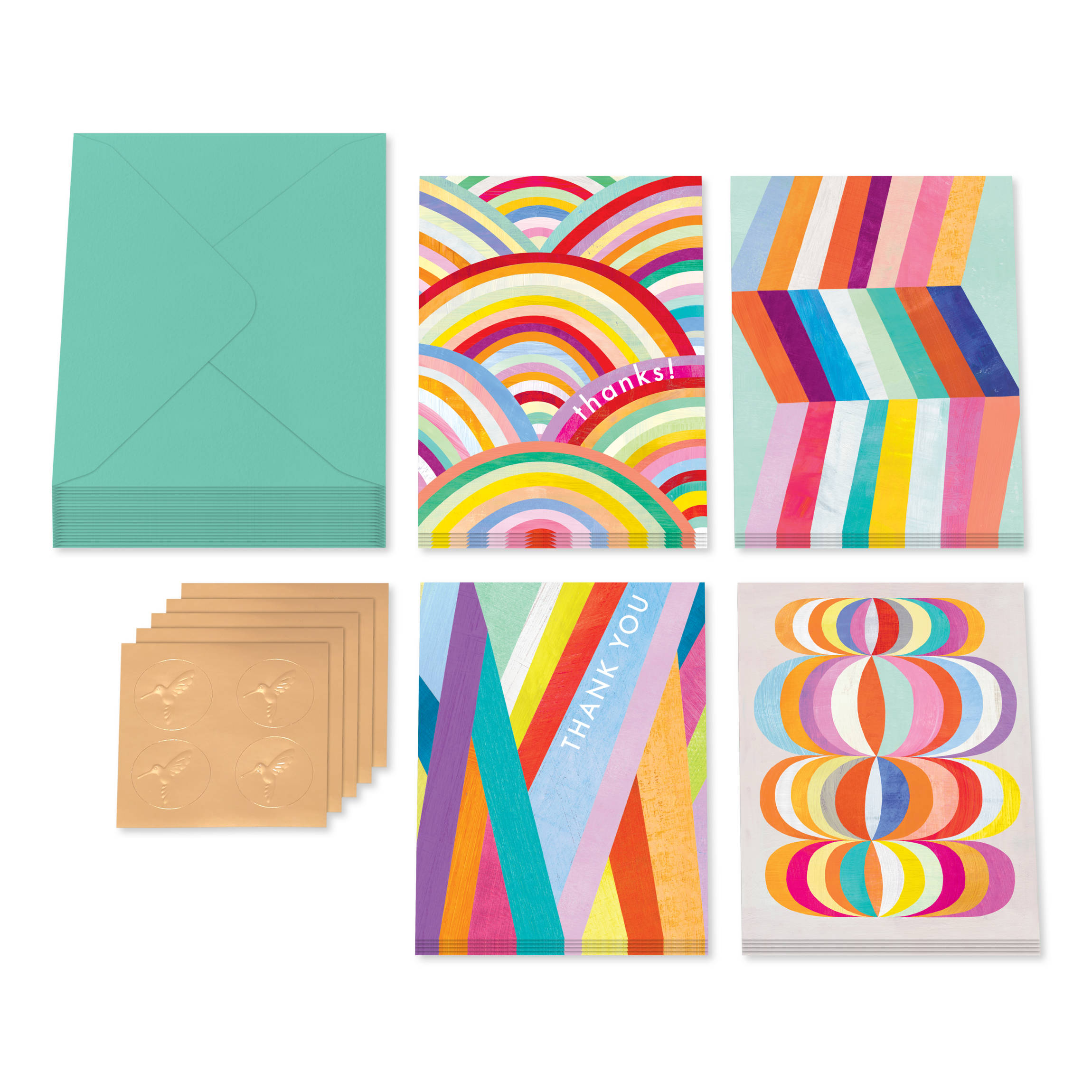 Rainbow 20-Count Blank Thank You Greeting Cards With Envelopes - Papyrus